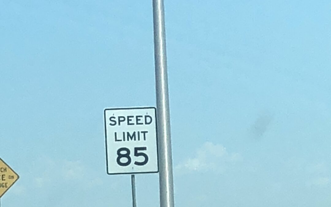 speed limit 85mph sign on Texas highway